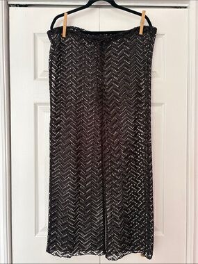 Black Lace Beach / Swim Wide-Leg Cover up Pant